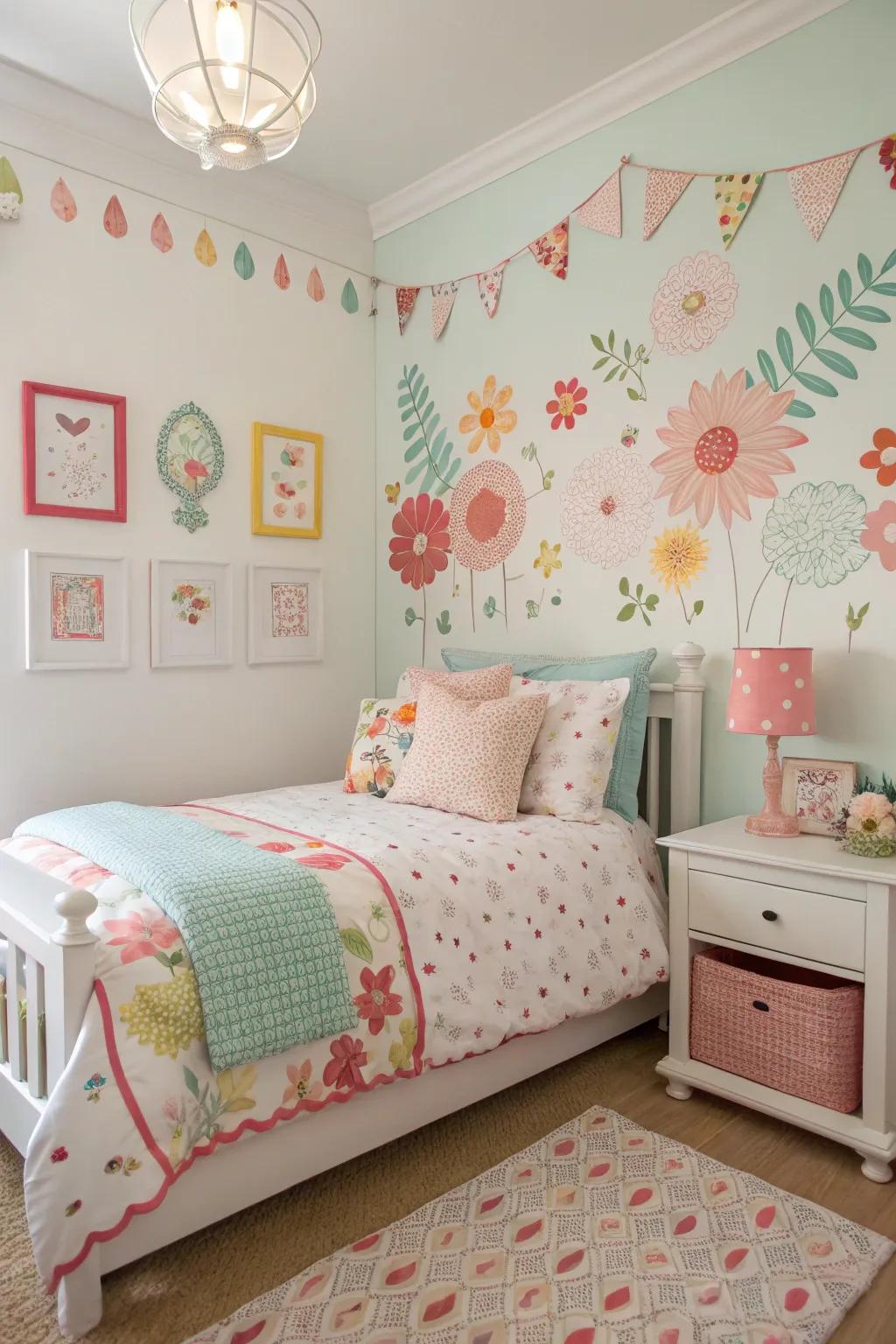 Floral patterns introduce a gentle essence of nature into your toddler's room.