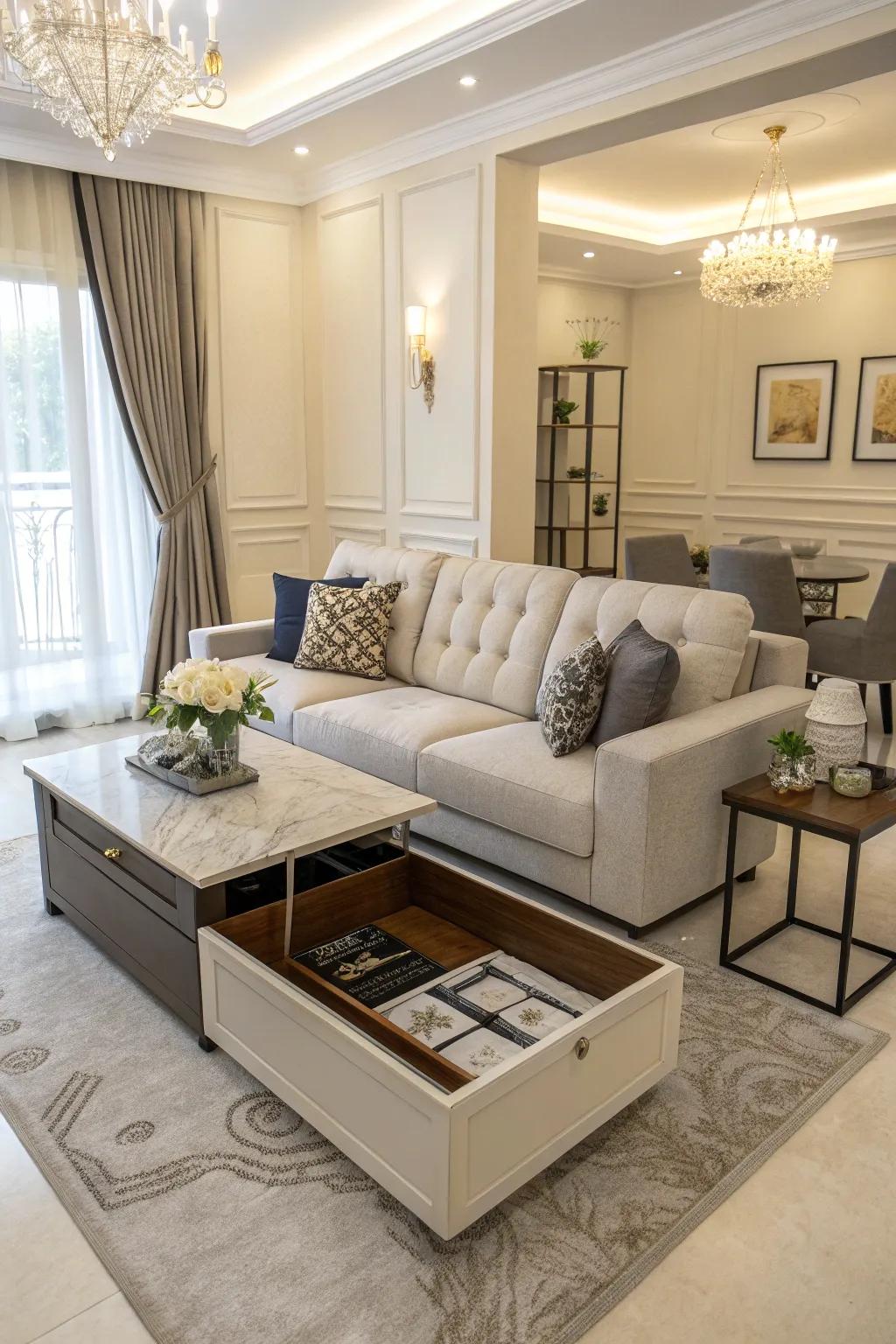 Living room designed with adaptable furniture