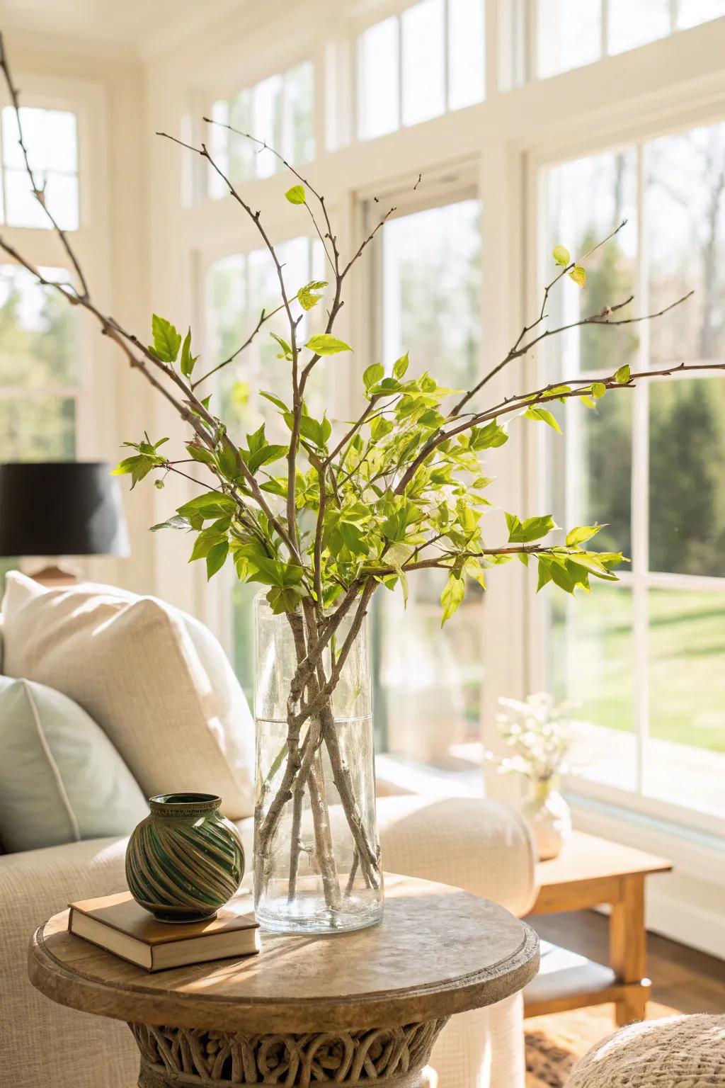 The fusion of revitalized vegetation with branches to achieve an authentic appearance.