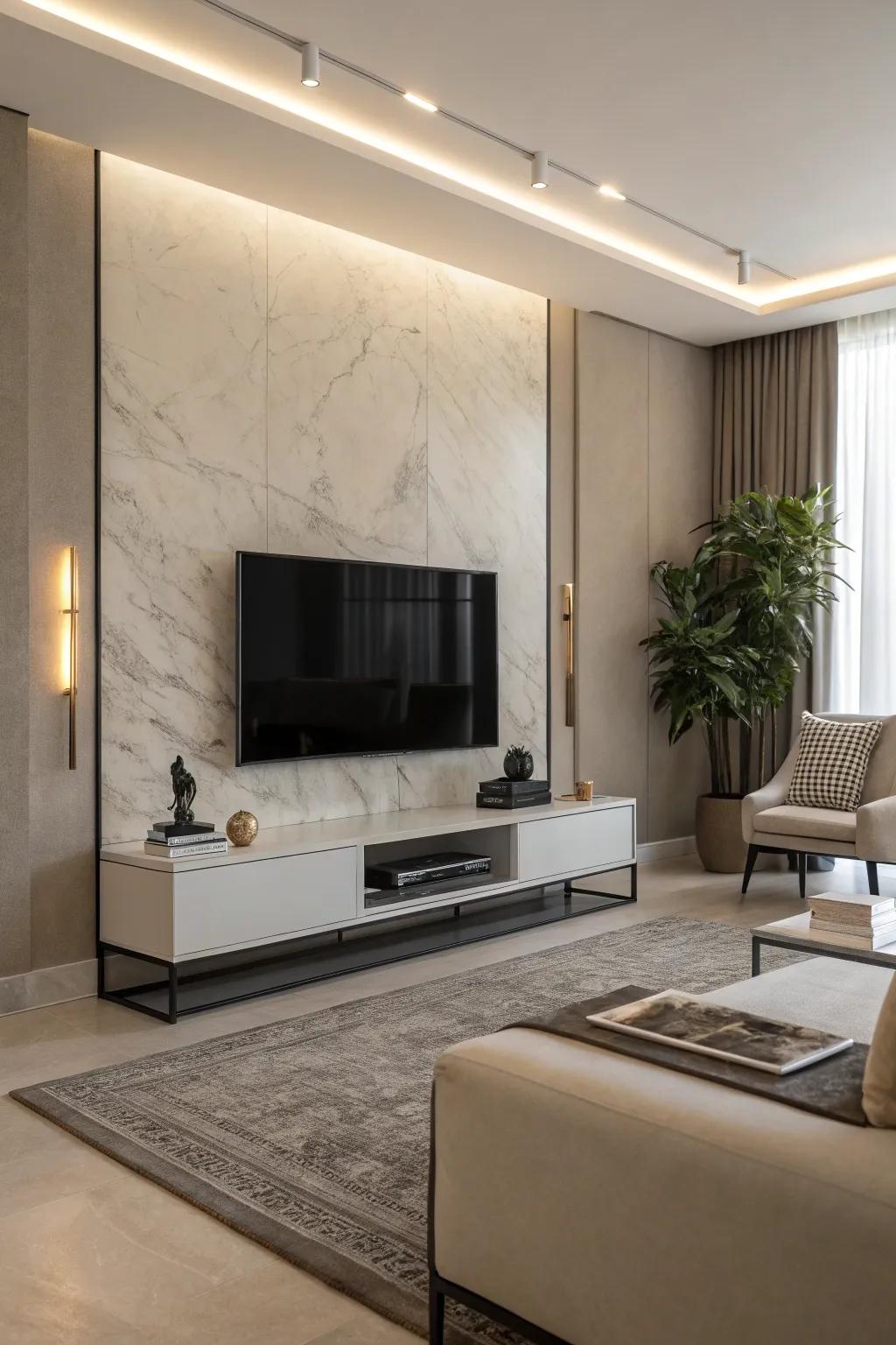 Achieve a modern look with a minimalist floating surround for your TV.