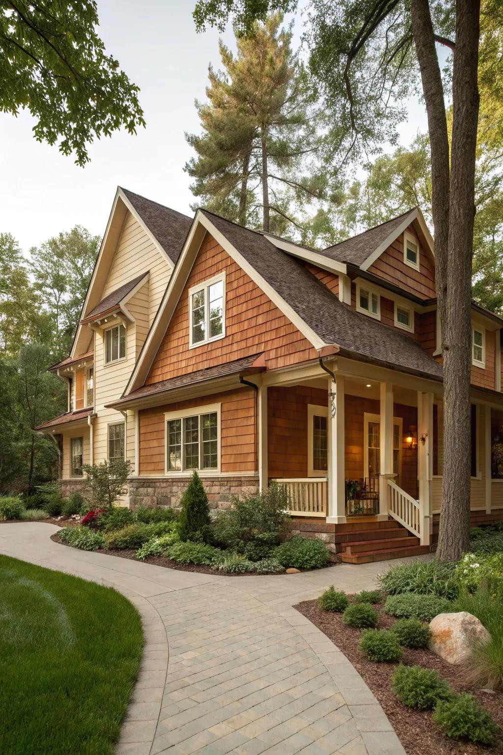 Warm brown and cream create a cozy, welcoming atmosphere.
