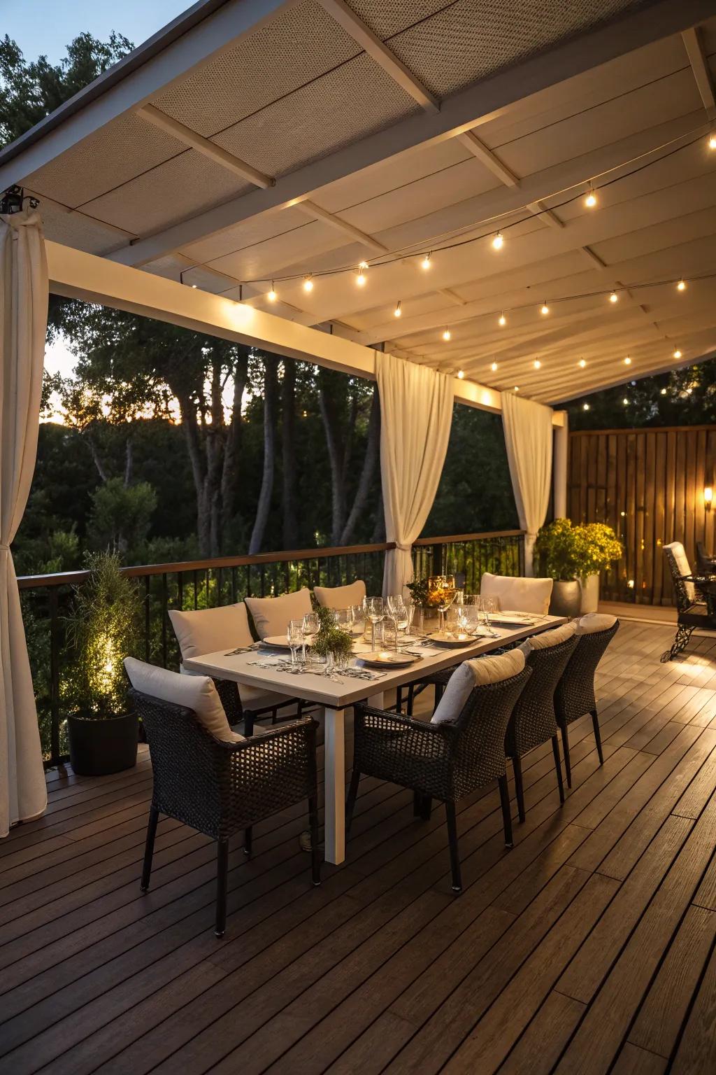 An alluring outdoor dining space beneath the deck, tailor-made for family get-togethers.