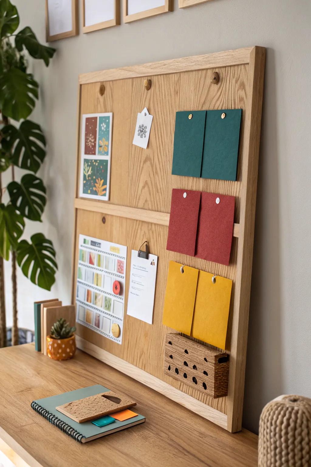 Change your workspace with a vibrant, interactive idea board combining Scandinavian design with boho elements.