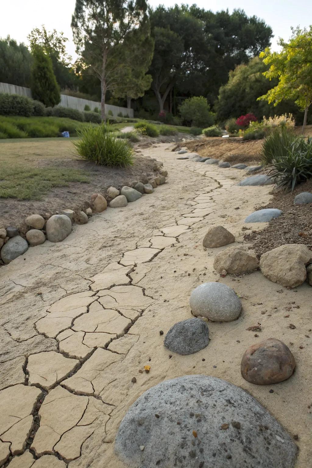 A streambed enhances organic flow within your garden.
