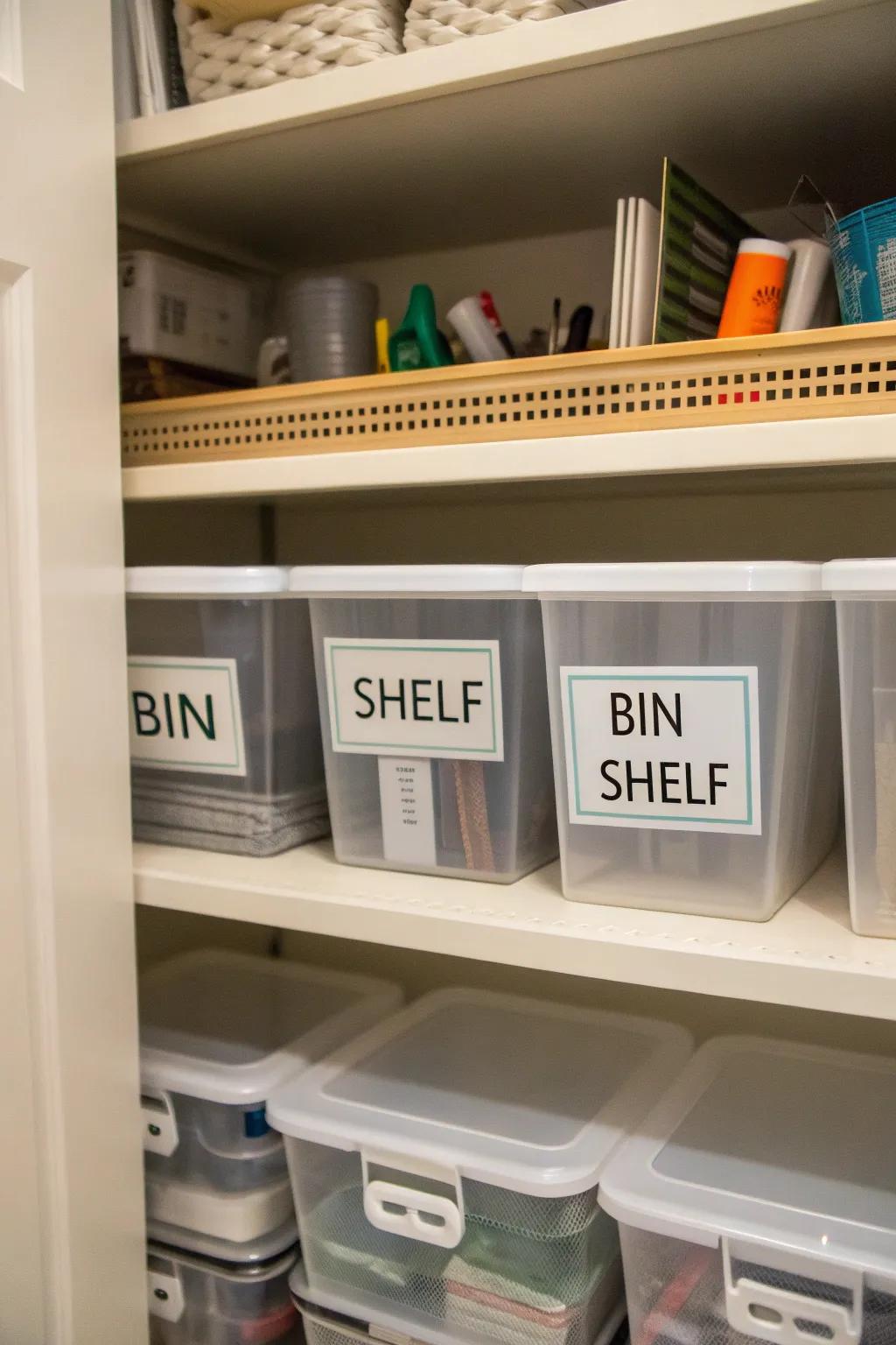 Labels are a must for keeping a closet that's neat and works well.
