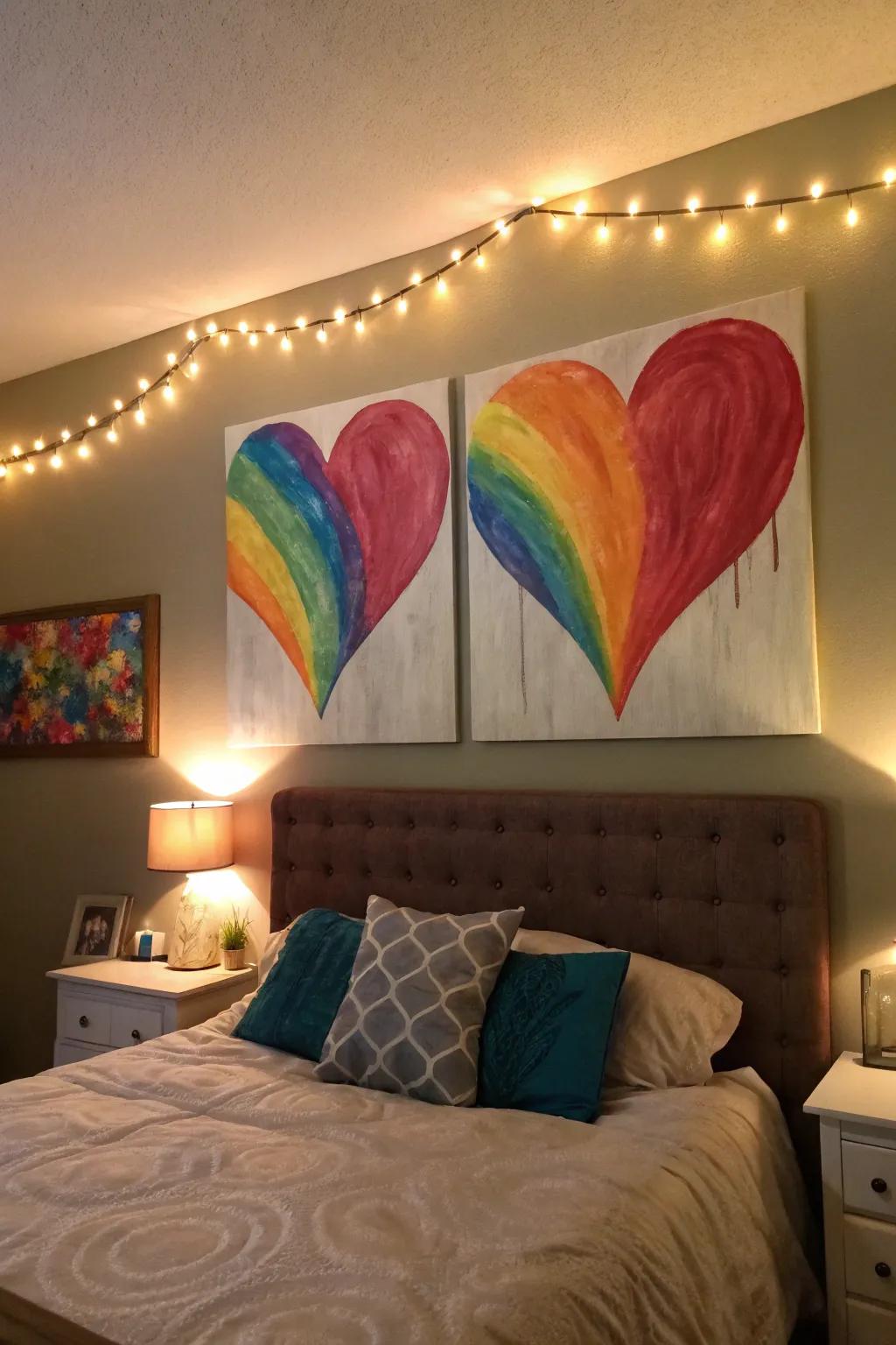 A split linen heart symbolizes unity and affection.
