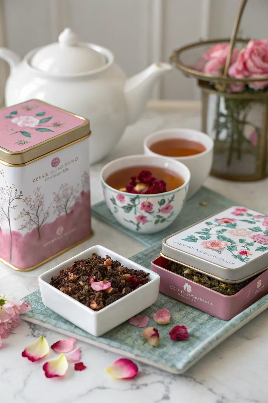 A selection of themed infusion fusions, impeccable for a Valentine's Day tea celebration.