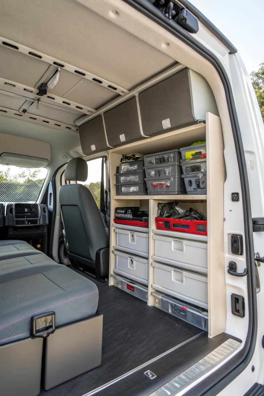 Smart storage keeps your van organized and clutter-free.