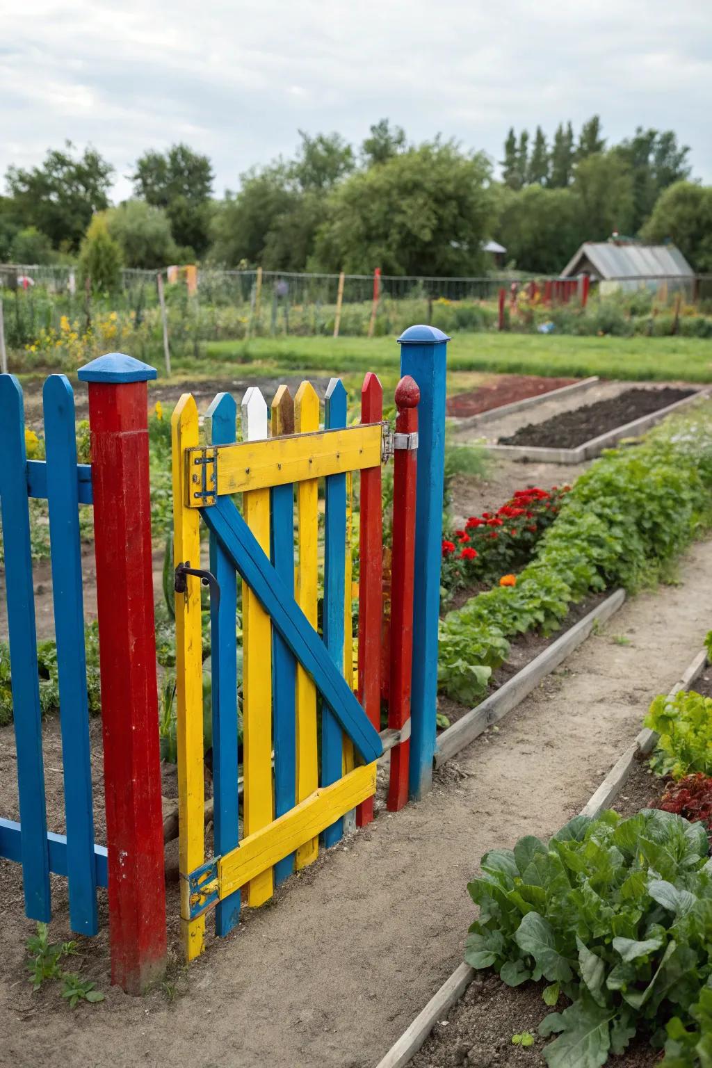A fancifully painted access that brings joy to the garden.