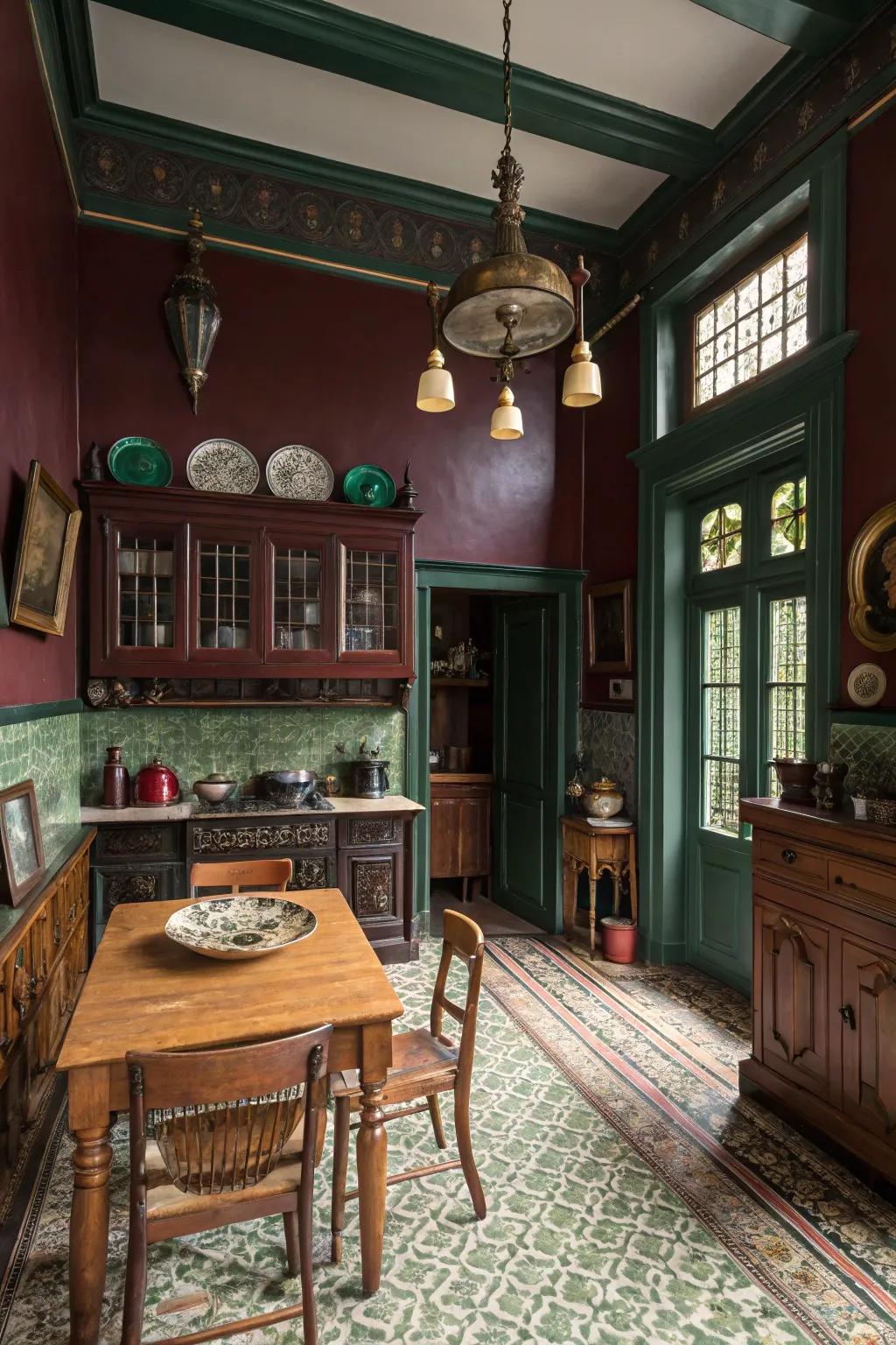 Vibrant era colours create a warm and inviting Victorian kitchen.