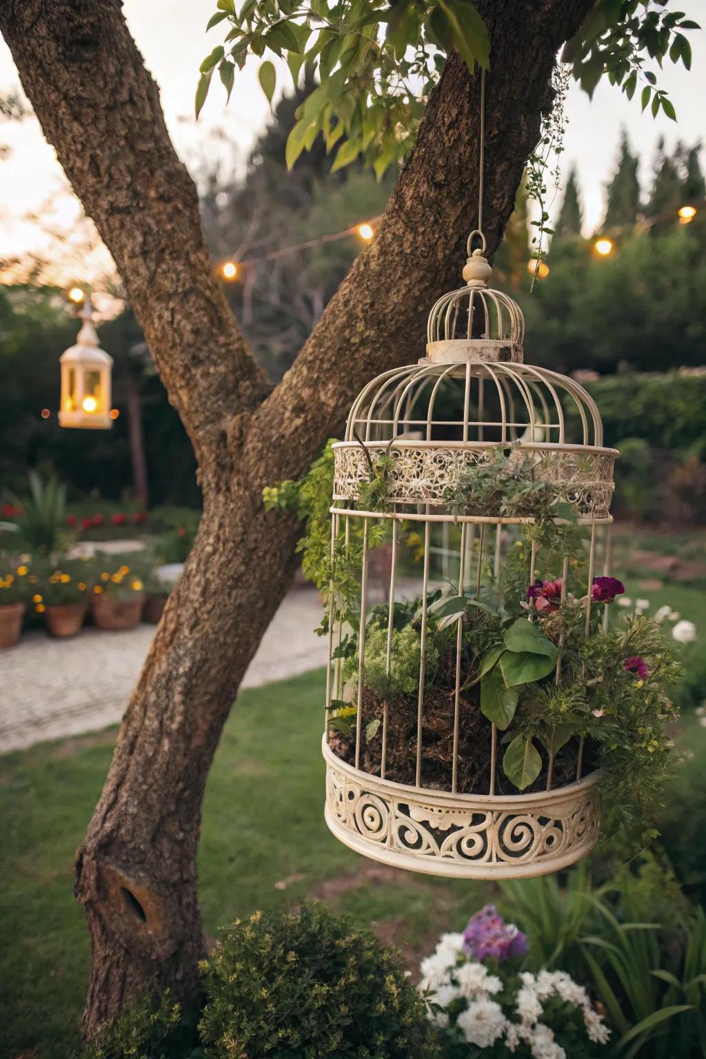 Aviaries contribute a whimsical element to any garden landscape.