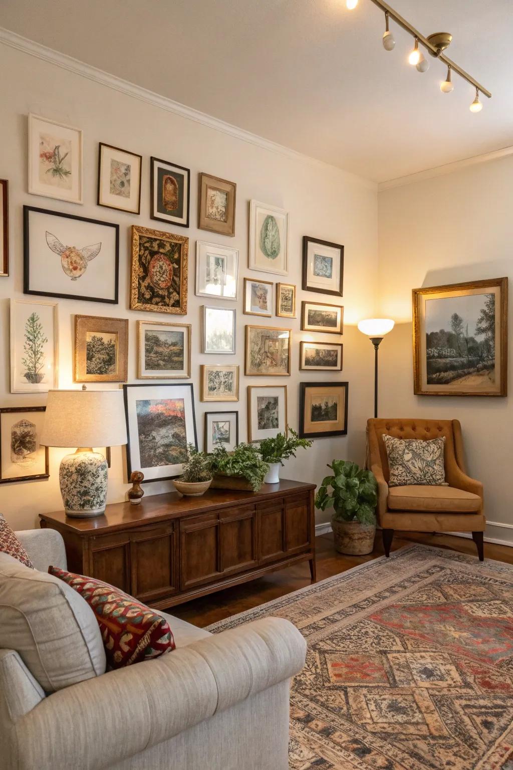 Art that covers eras adds depth and character to your living area.