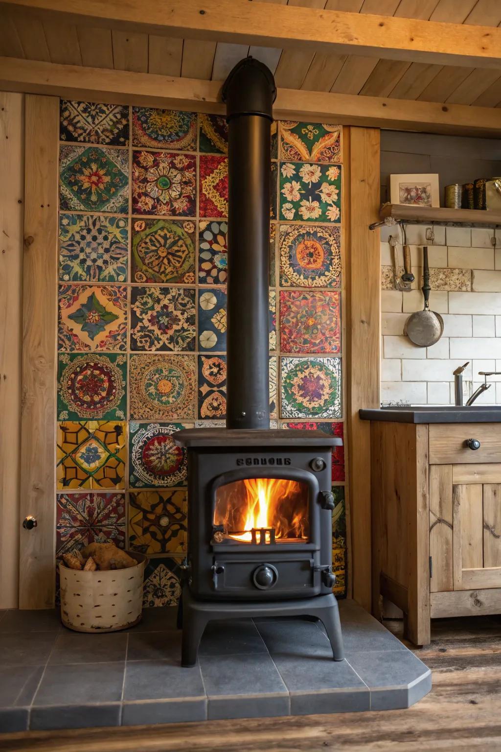 Mosaic squares add creative flair and color to your appliance's backdrop.