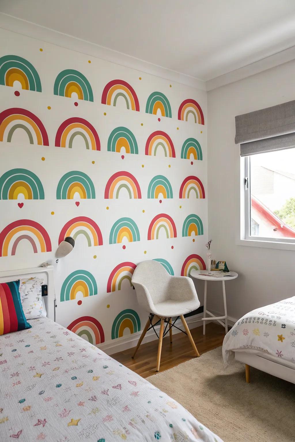 Bright designs inject vitality into this contemporary bedroom.