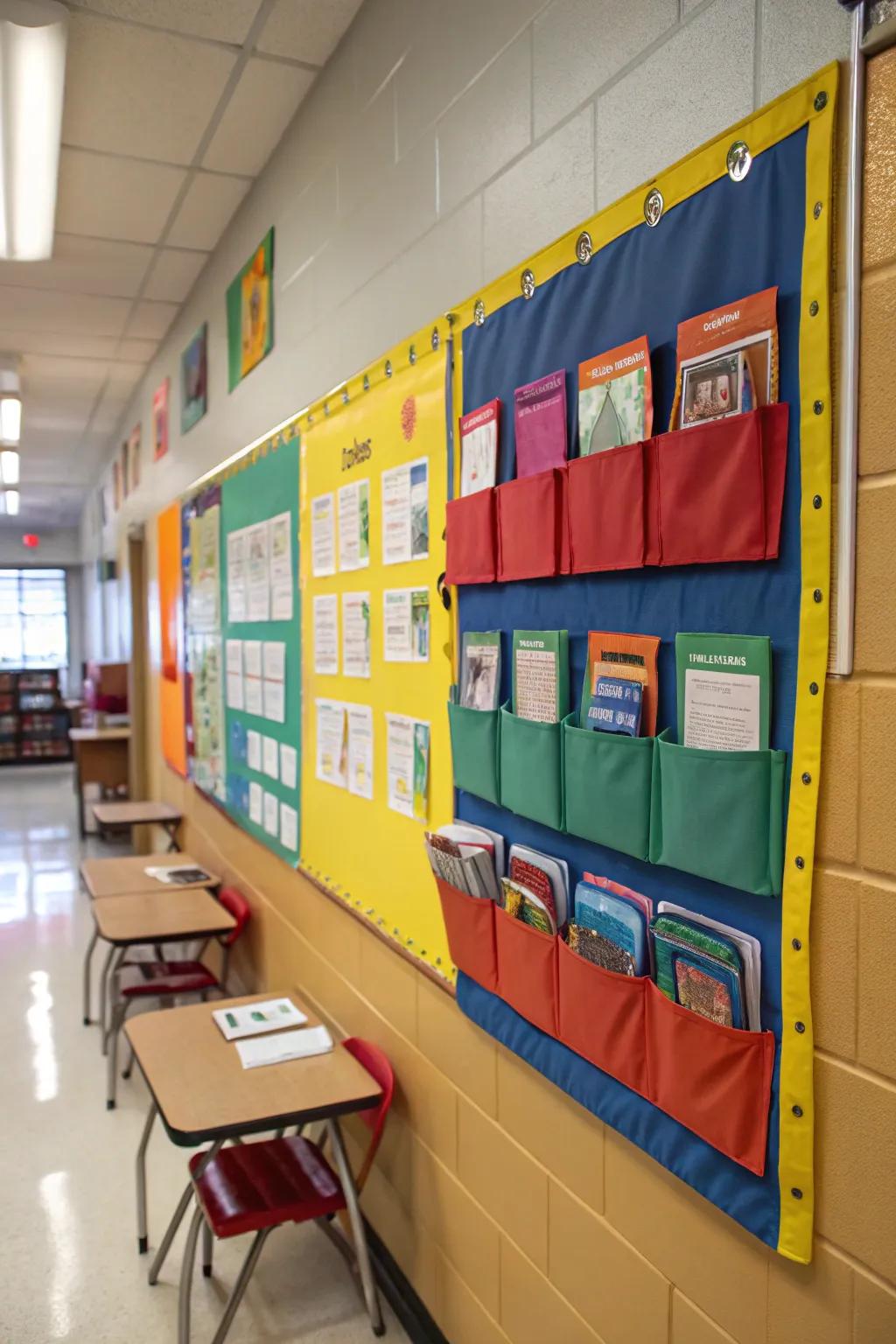 Interactive components adorning a school wall