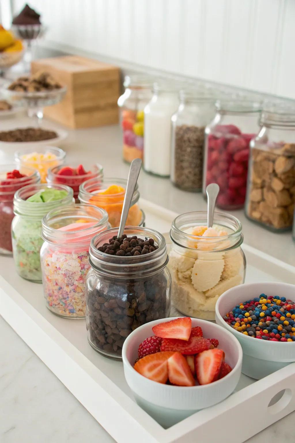 A DIY sundae station where guests can fashion their ideal dessert.