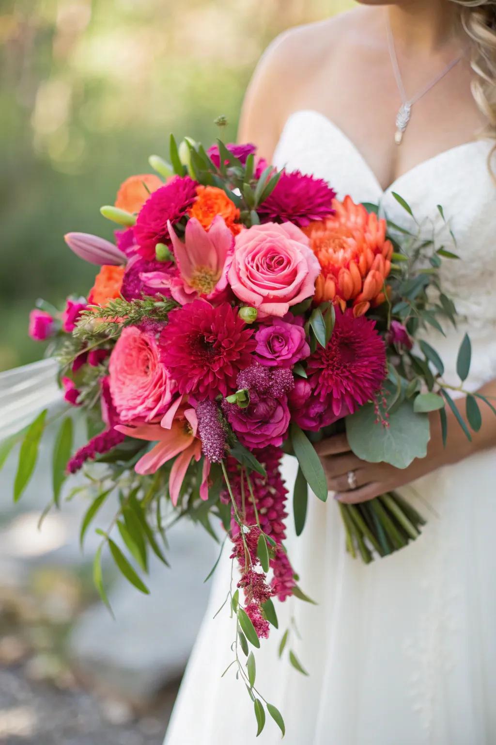 A vibrant bunch with striking bright pink and coral hues