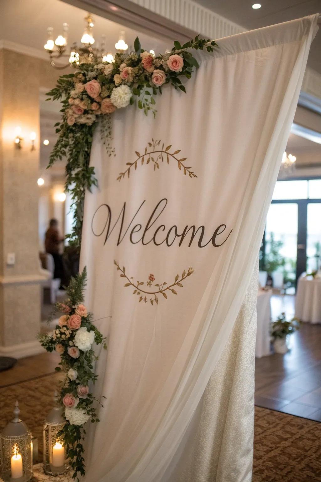 Drape signs with lettering bestow a sense of romance and elegance.