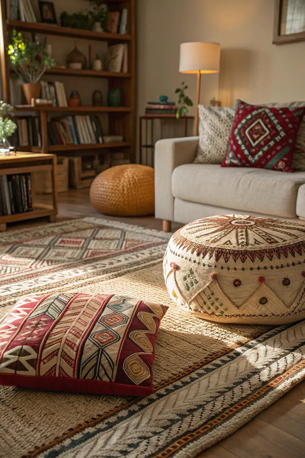 Textured fabrics improve the depth and warmth of your Western living room.