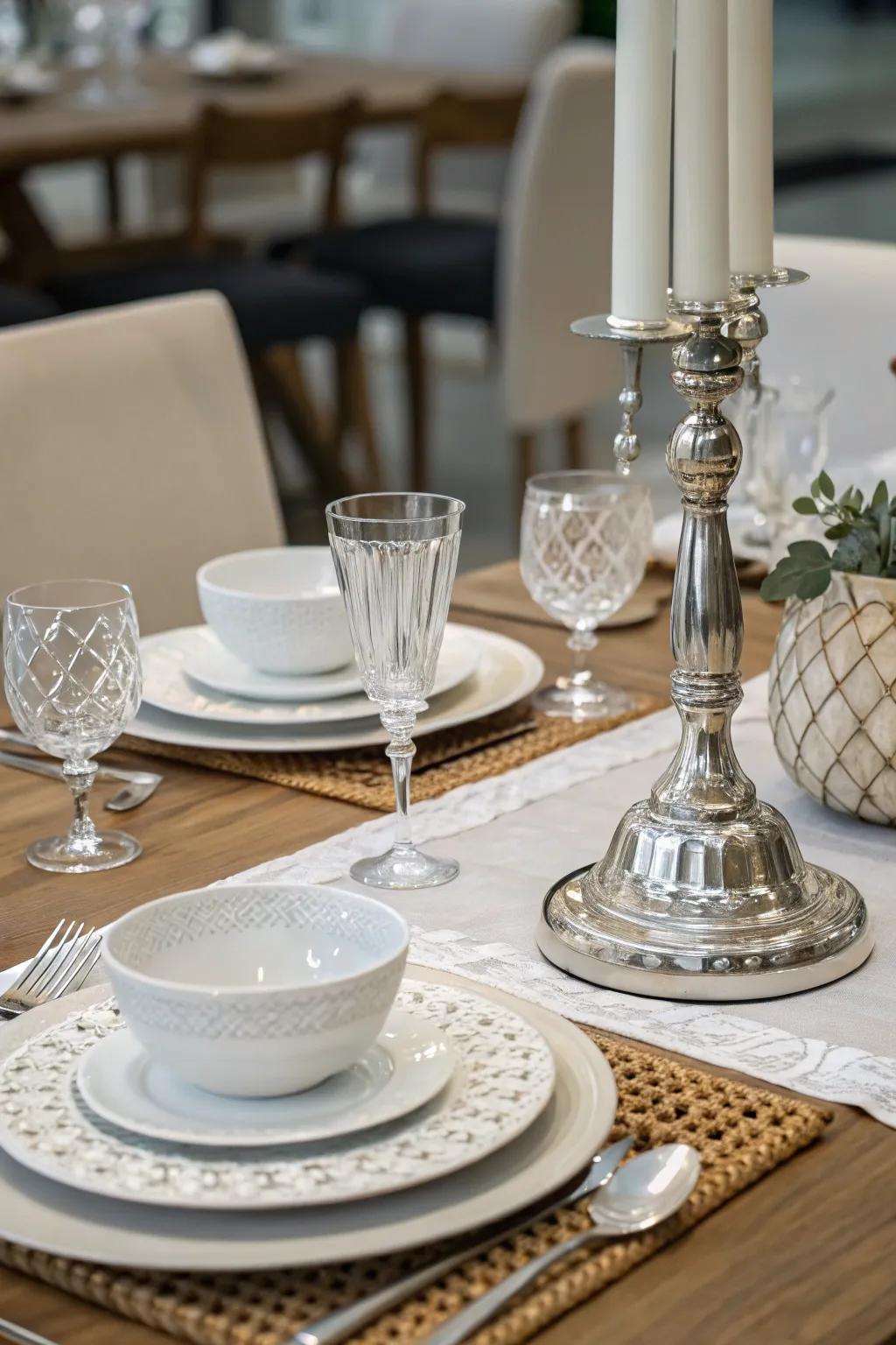 A dining table arrangement that's immaculate and refined.