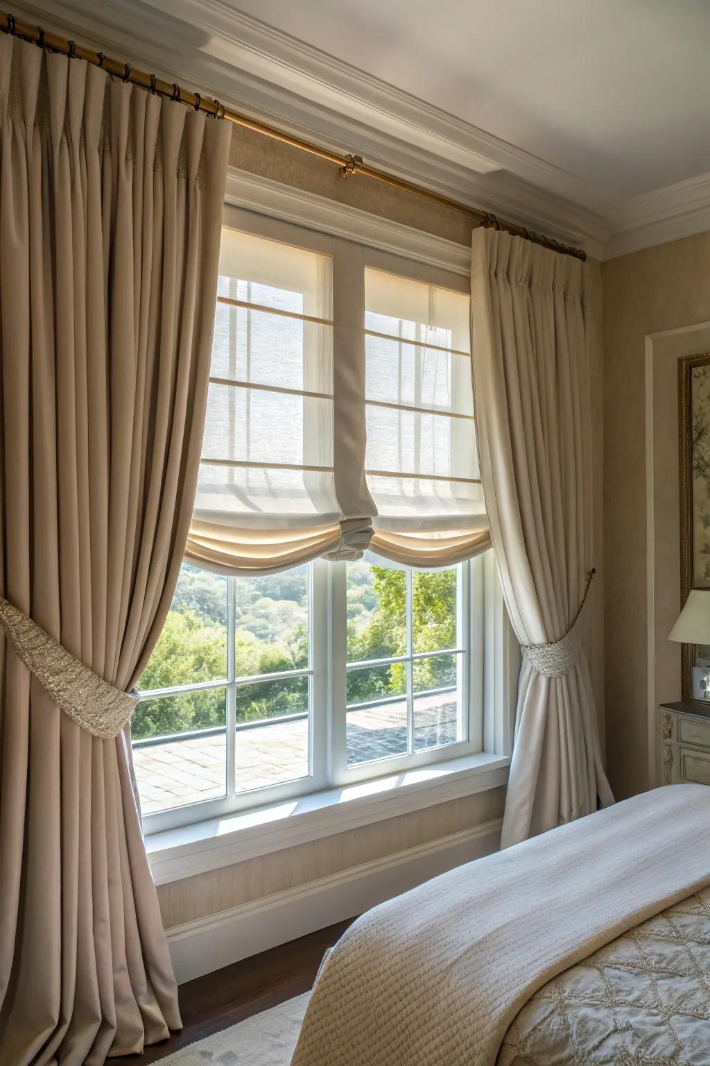Concertina shades add a custom elegance to this resting area window.