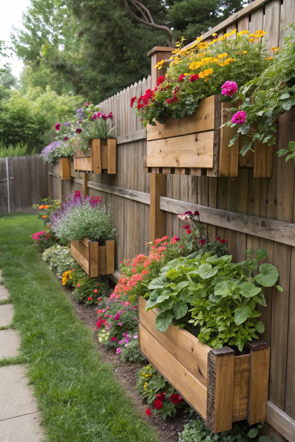 Breathe life into your fences with timber planters.