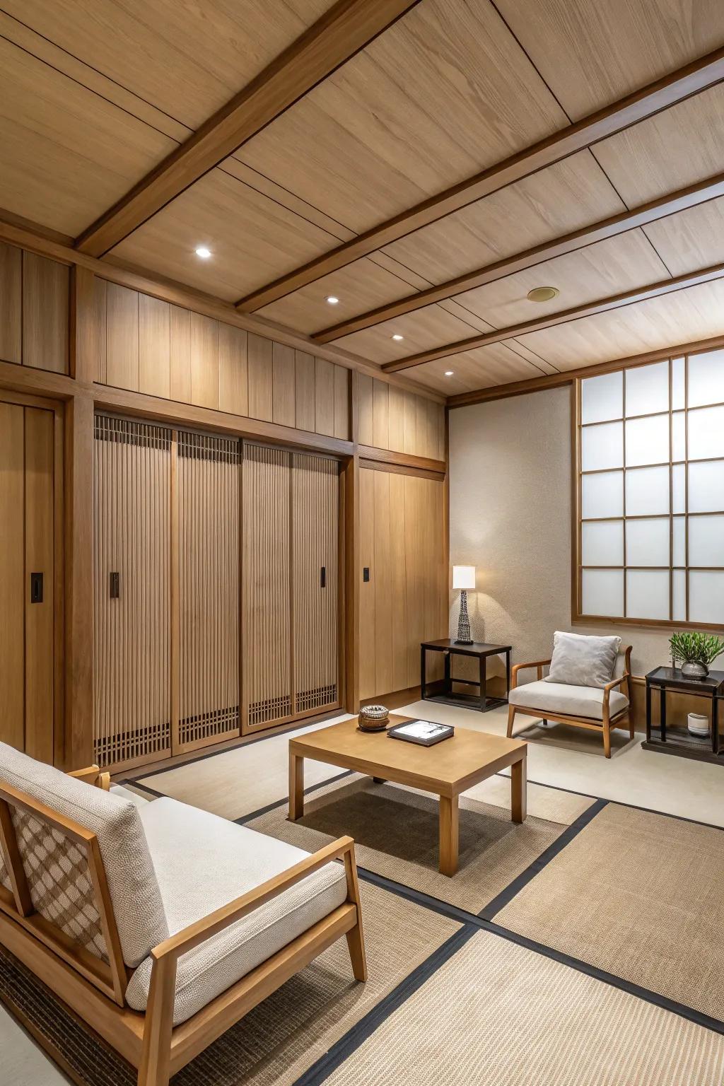 Understated yet sophisticated minimalistic lumber panels.