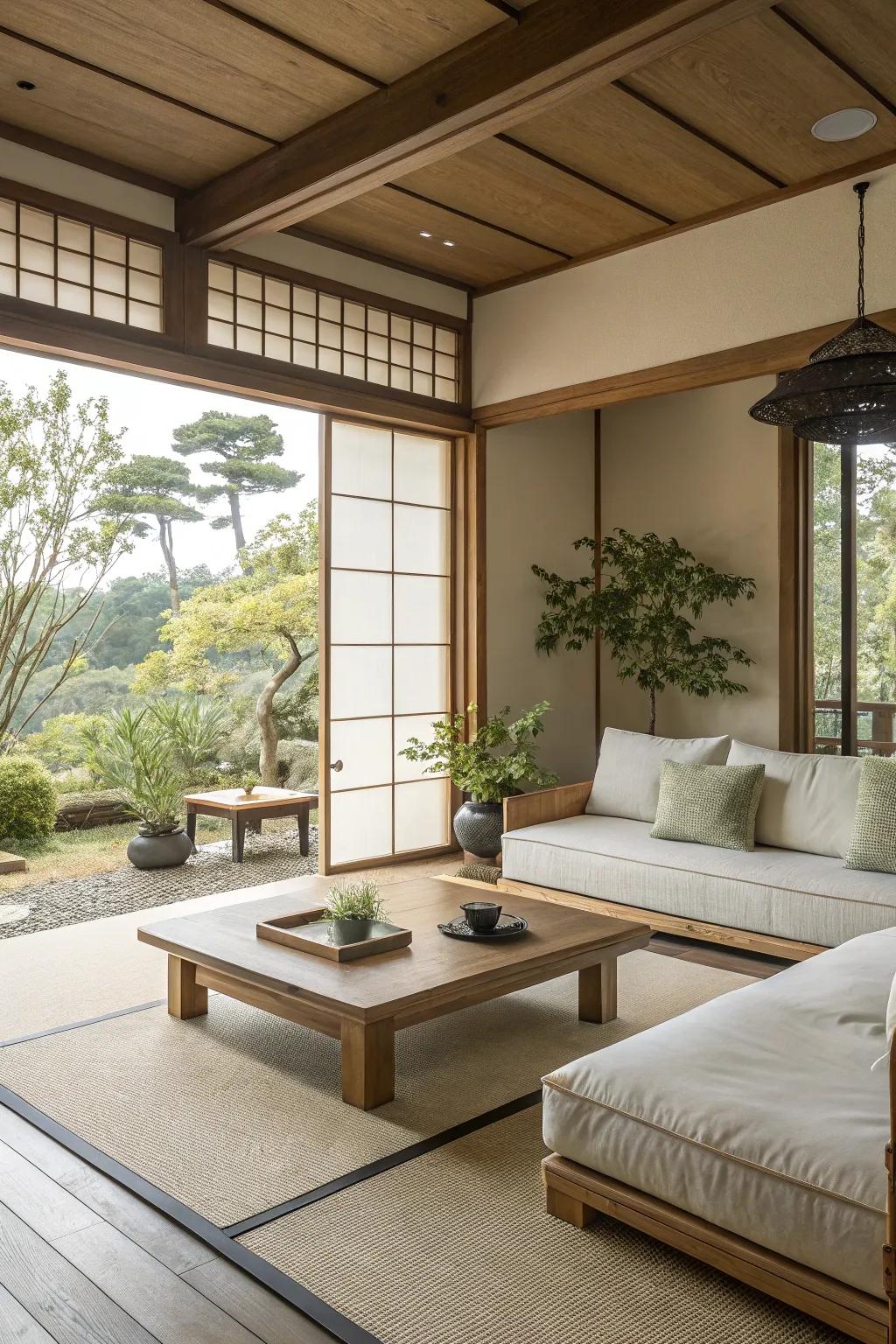 Minimalist furniture keeps the space uncluttered and serene.