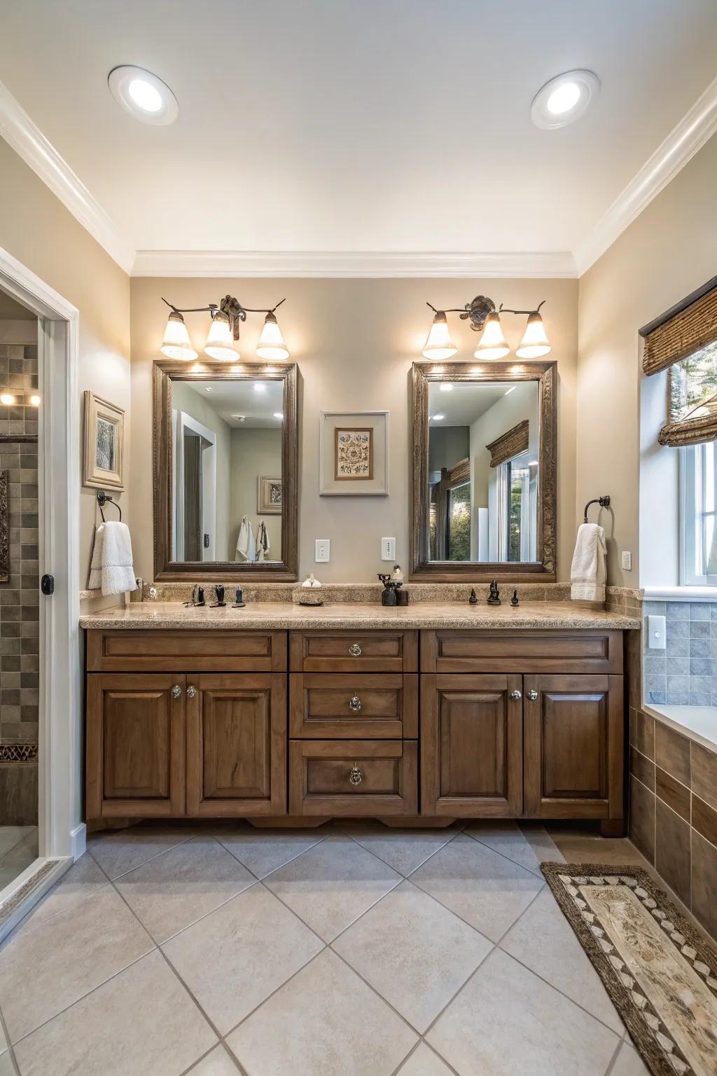 An even design furthering an environment characterized by equilibrium and well-balanced bath layouts.