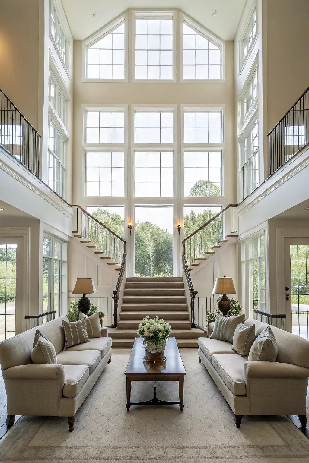 Harmonious design elements establish balance in a spacious great room.