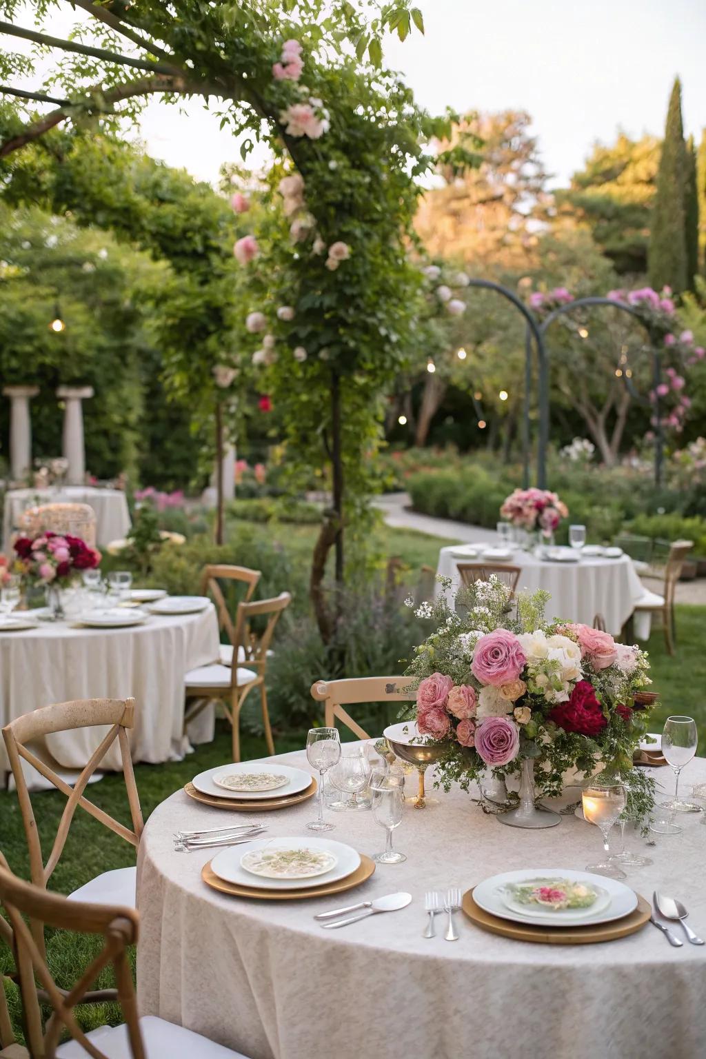 A garden tea gathering provides a serene and stylish method to celebrate.