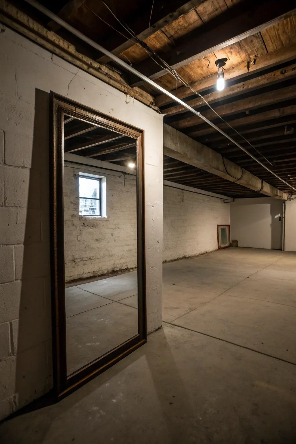 Mirrors can make your basement feel bigger and brighter.