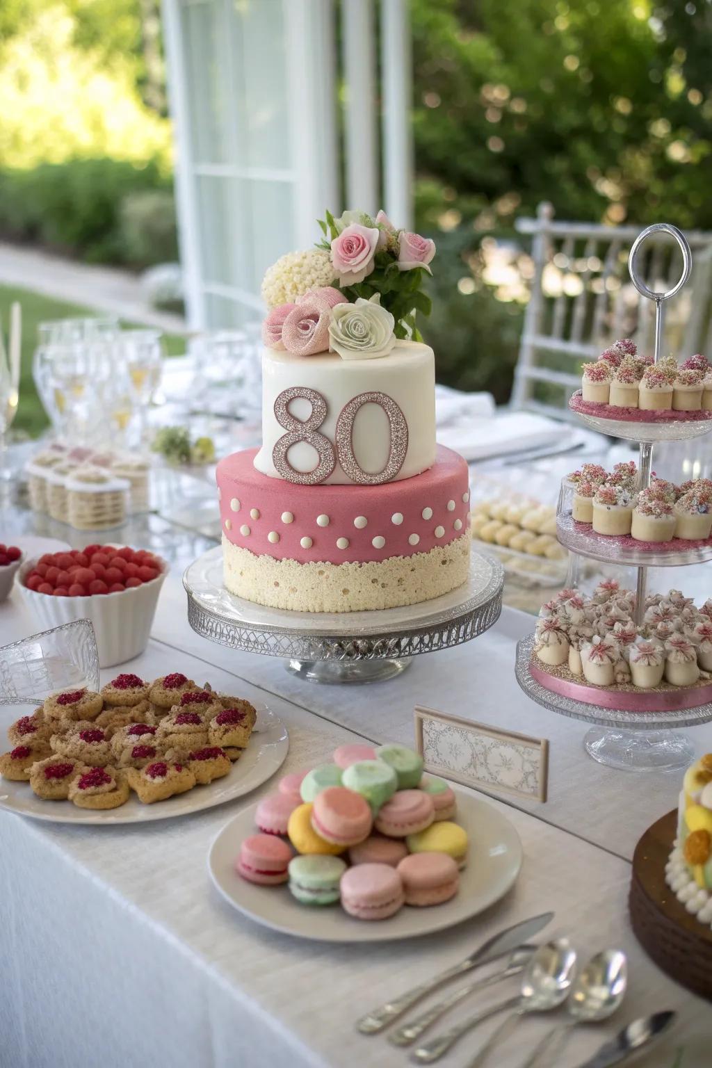 An exquisitely themed cake and dessert presentation.