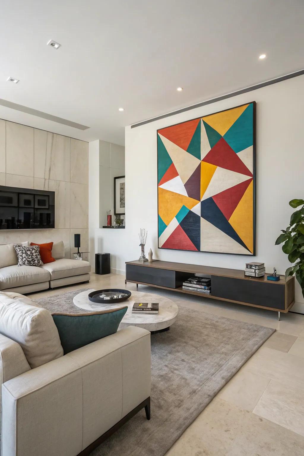 Geometric forms add structure and contemporary flair.