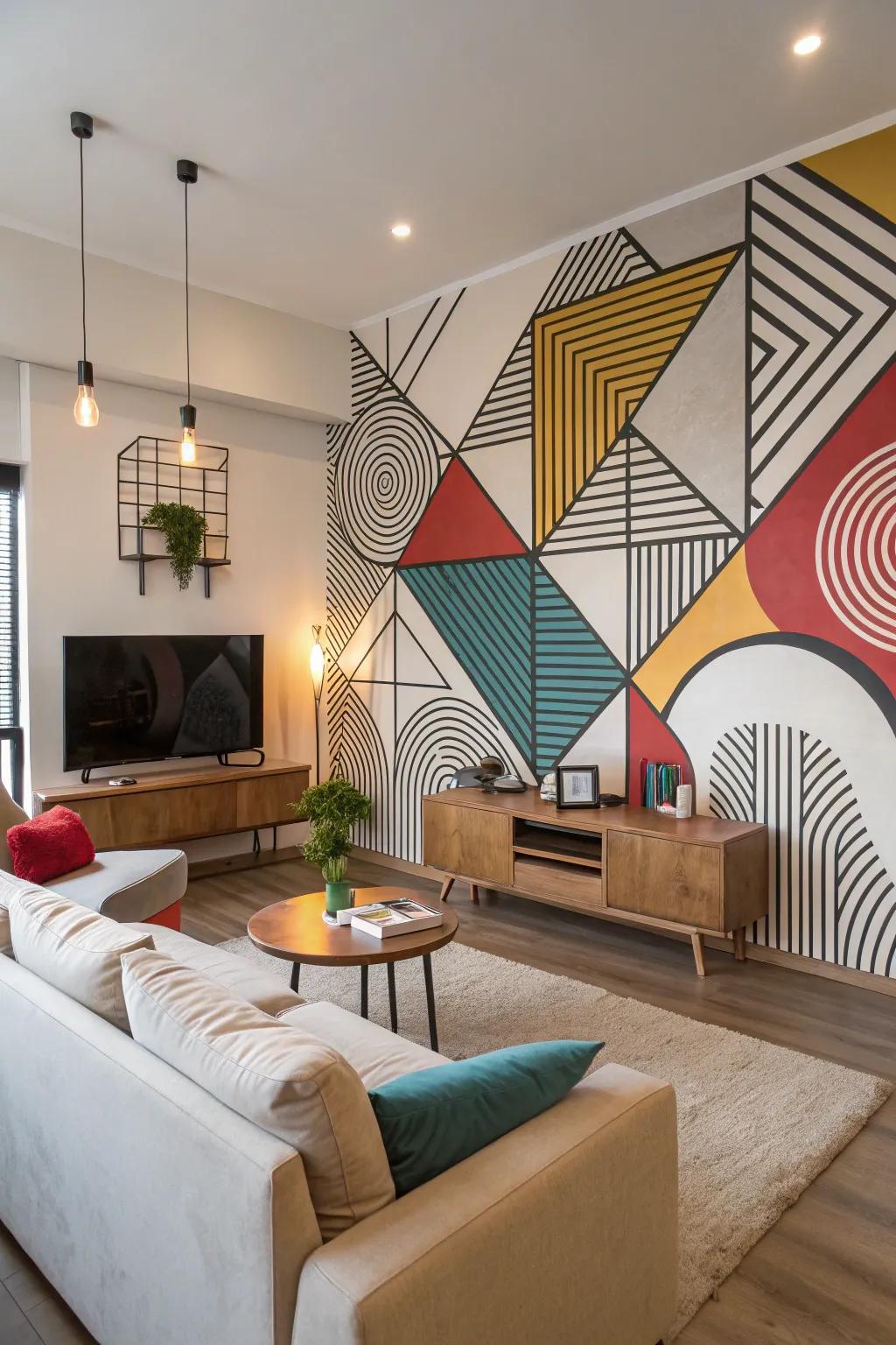 Revamp your space with geometric pattern murals.
