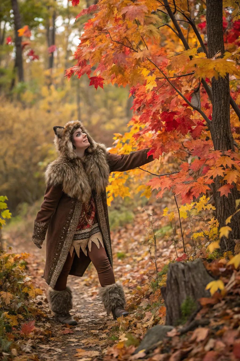 A mystical being amidst the fall foliage.