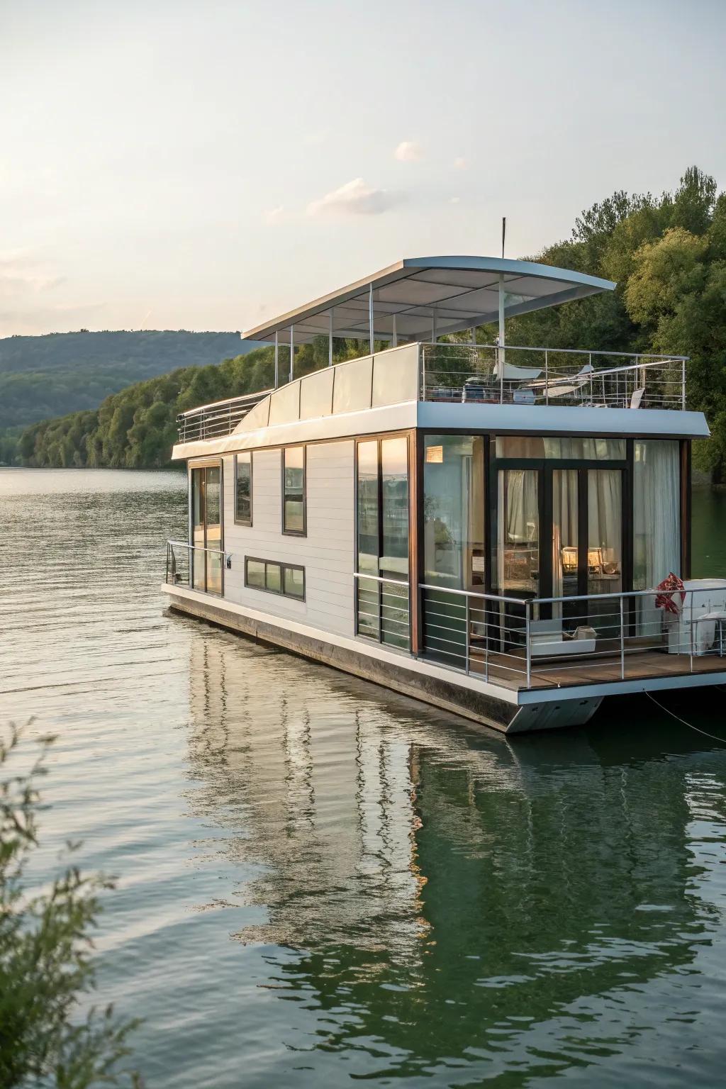 Embrace waterfront living through an enchanting houseboat.