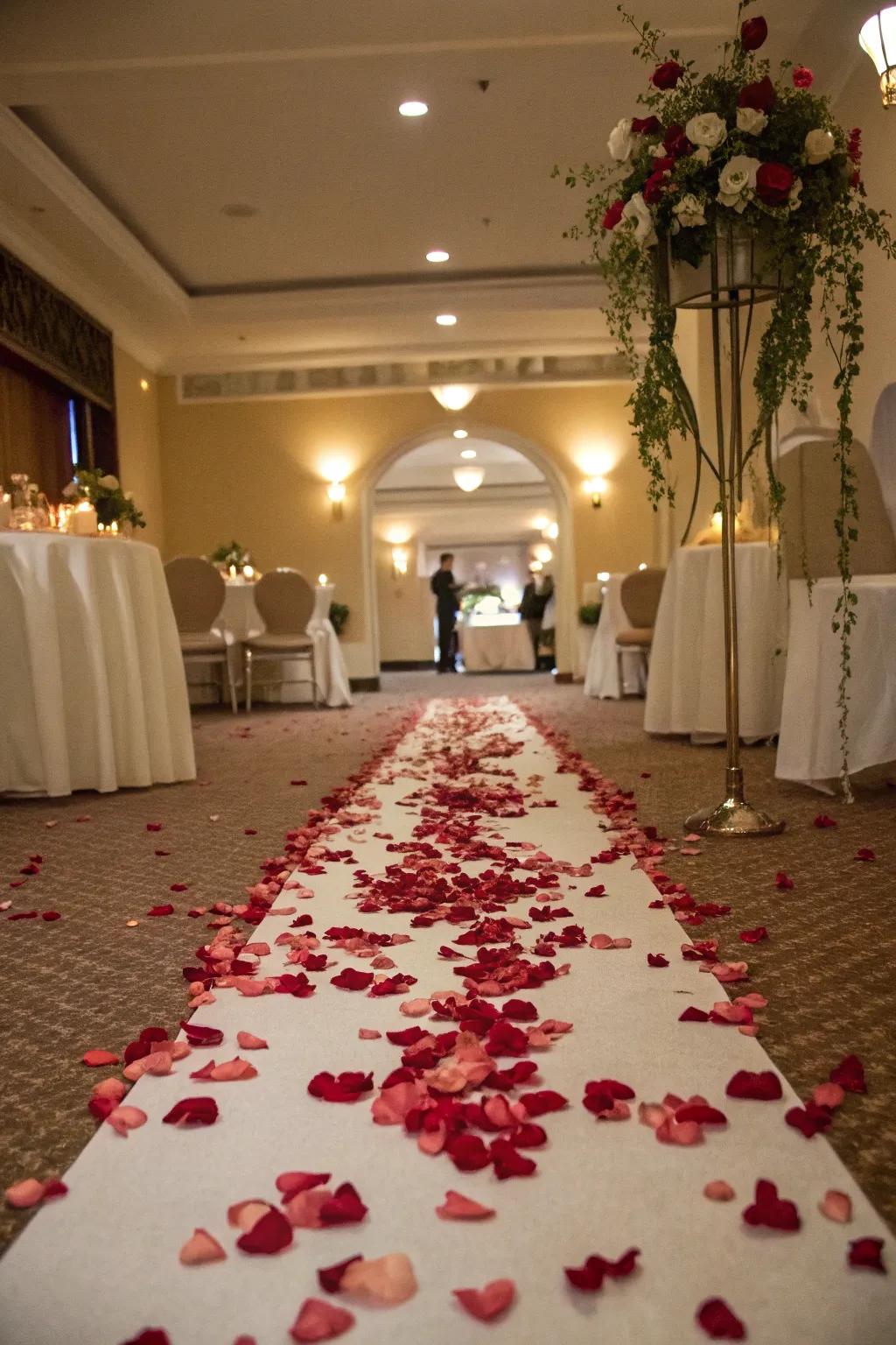Guide your guests with a romantic blossom path.