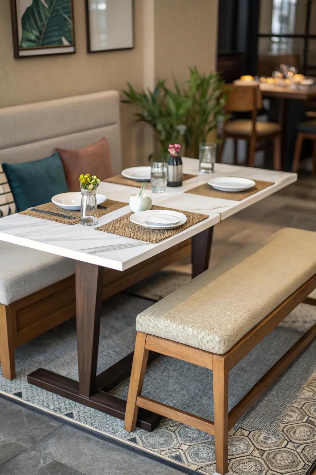 Benches are a clever seating solution.