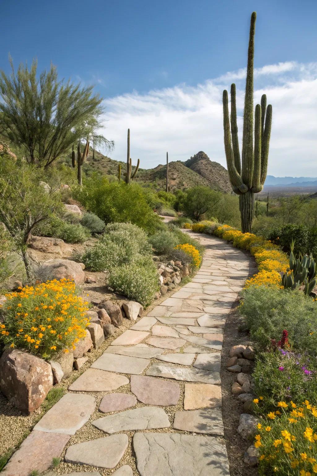 Walkways linking different areas of the garden.