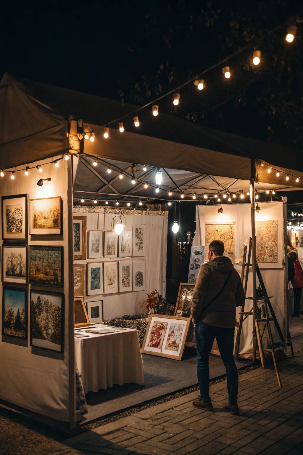 Engaging display illumination that accentuates the artworks.
