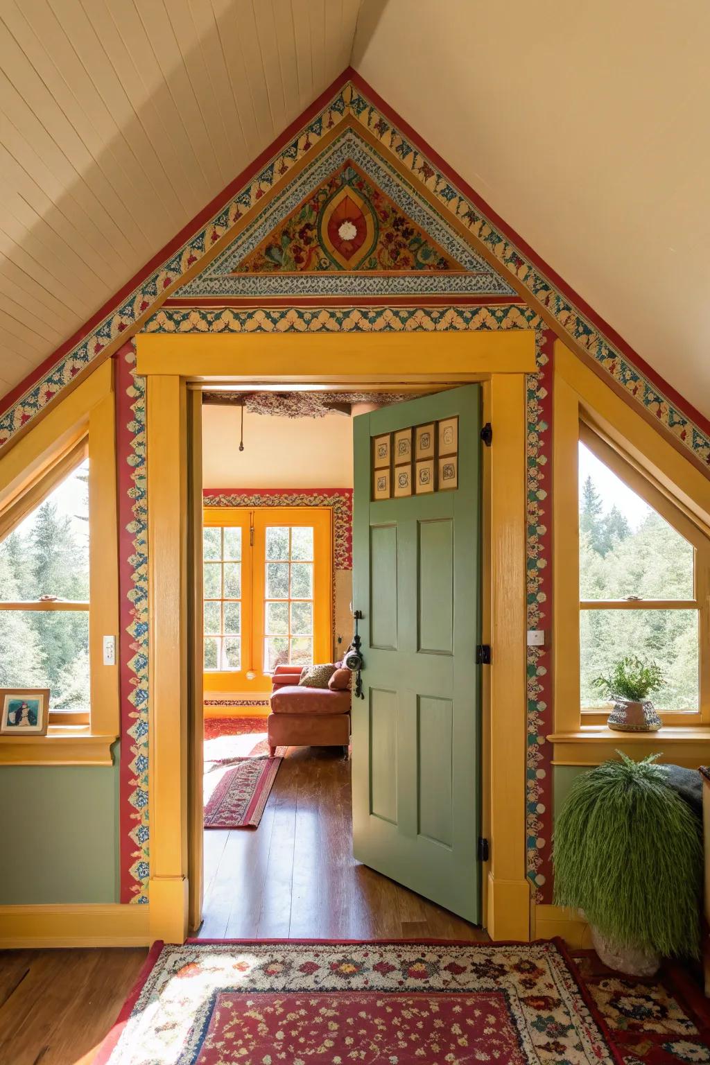 Daringly painted trim infuses a burst of vibrancy.