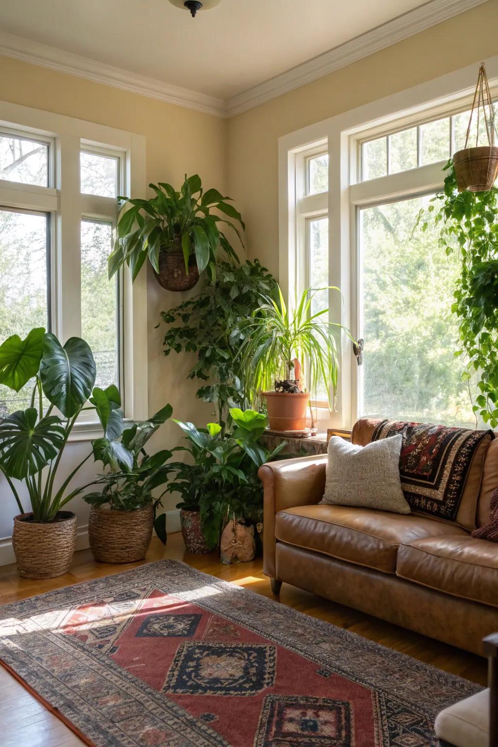 House plants add life to forgotten corners.