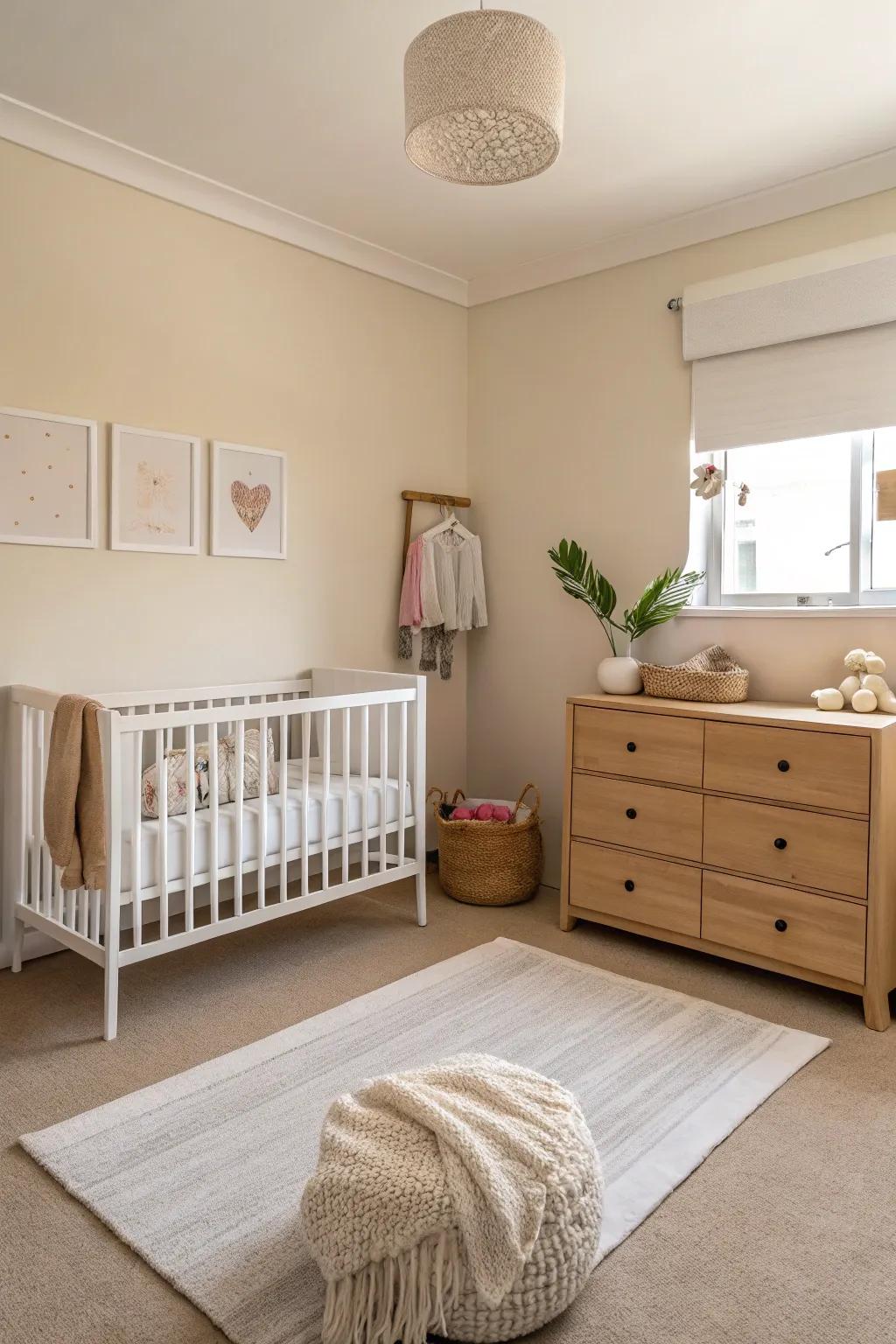 Discover peace in simplicity with a minimalist nursery design.