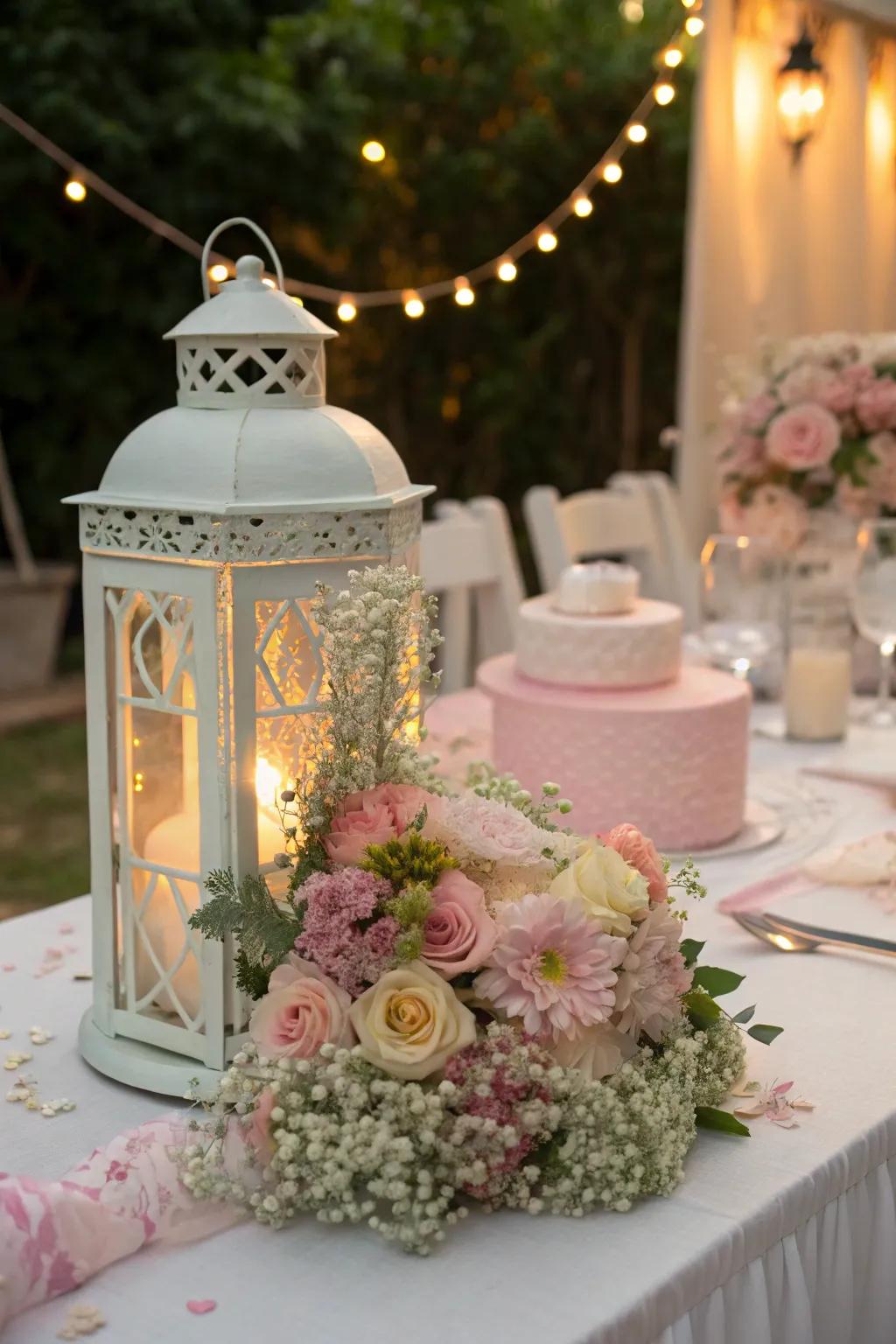 A glowing botanical light centerpiece for evening elegance