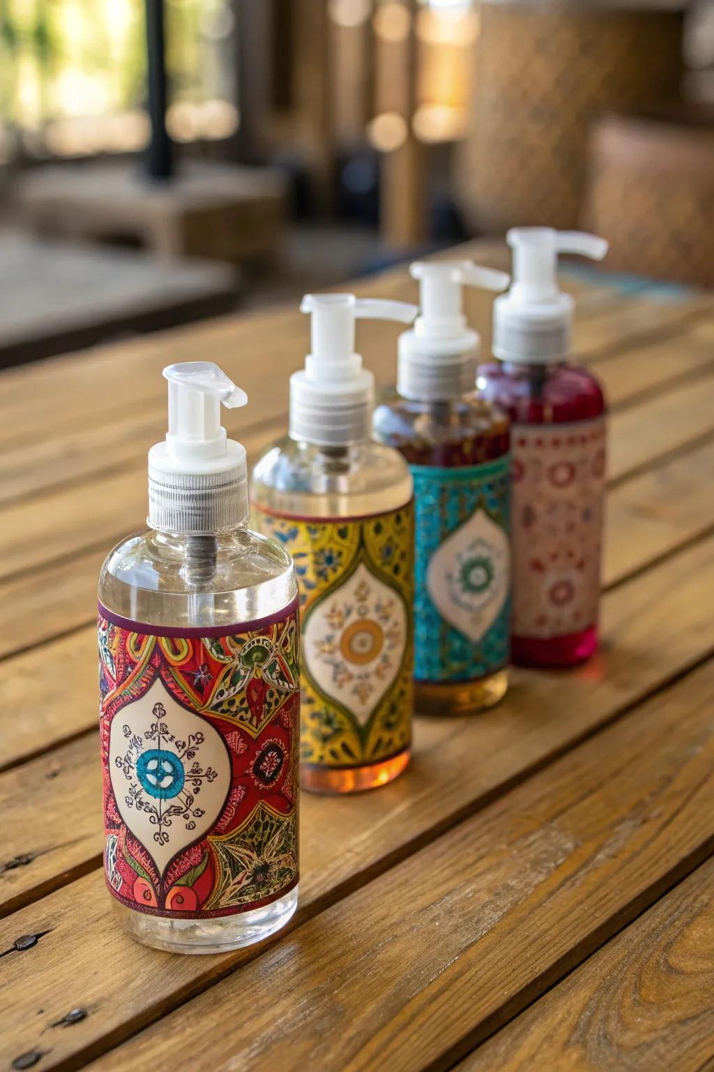 Fashionable hand purifiers as a utilitarian favor.