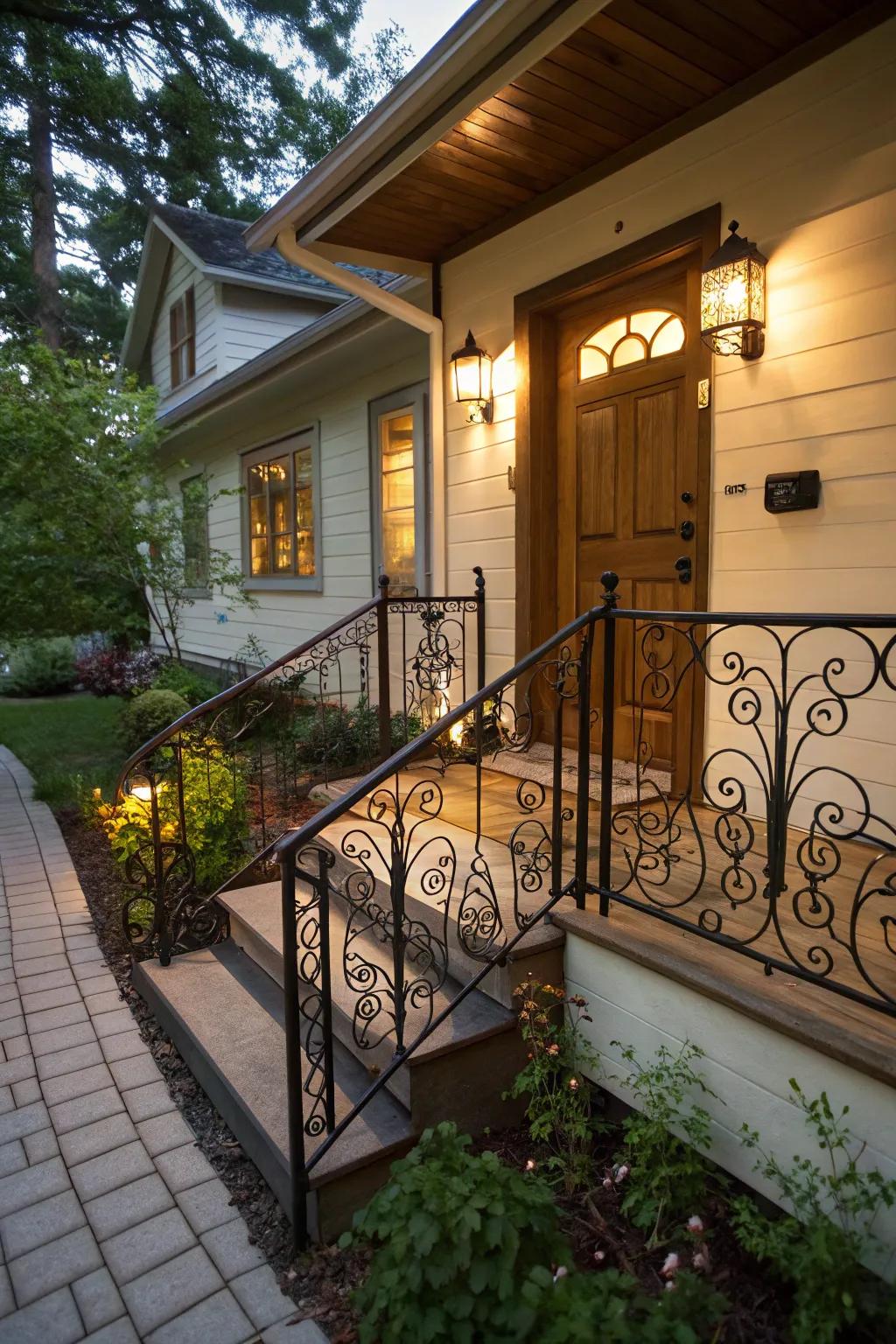 Handrails add both safety and style to an enclosed platform.