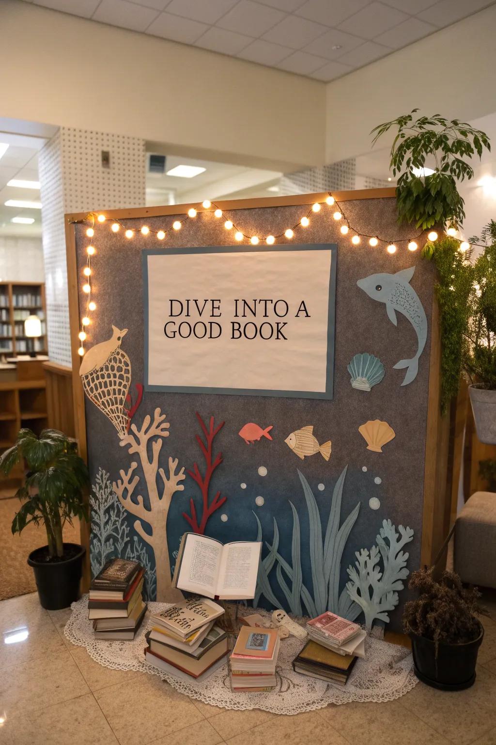 A literary-themed board to celebrate the joy of reading.