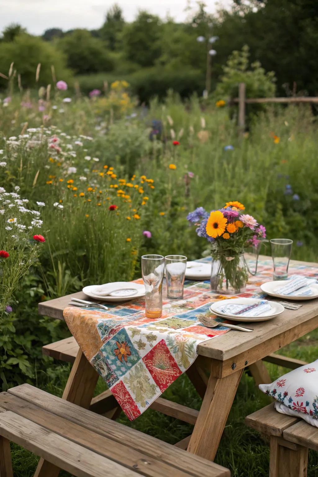 An inviting al fresco dining space enhances the charm of dining beneath the stars.