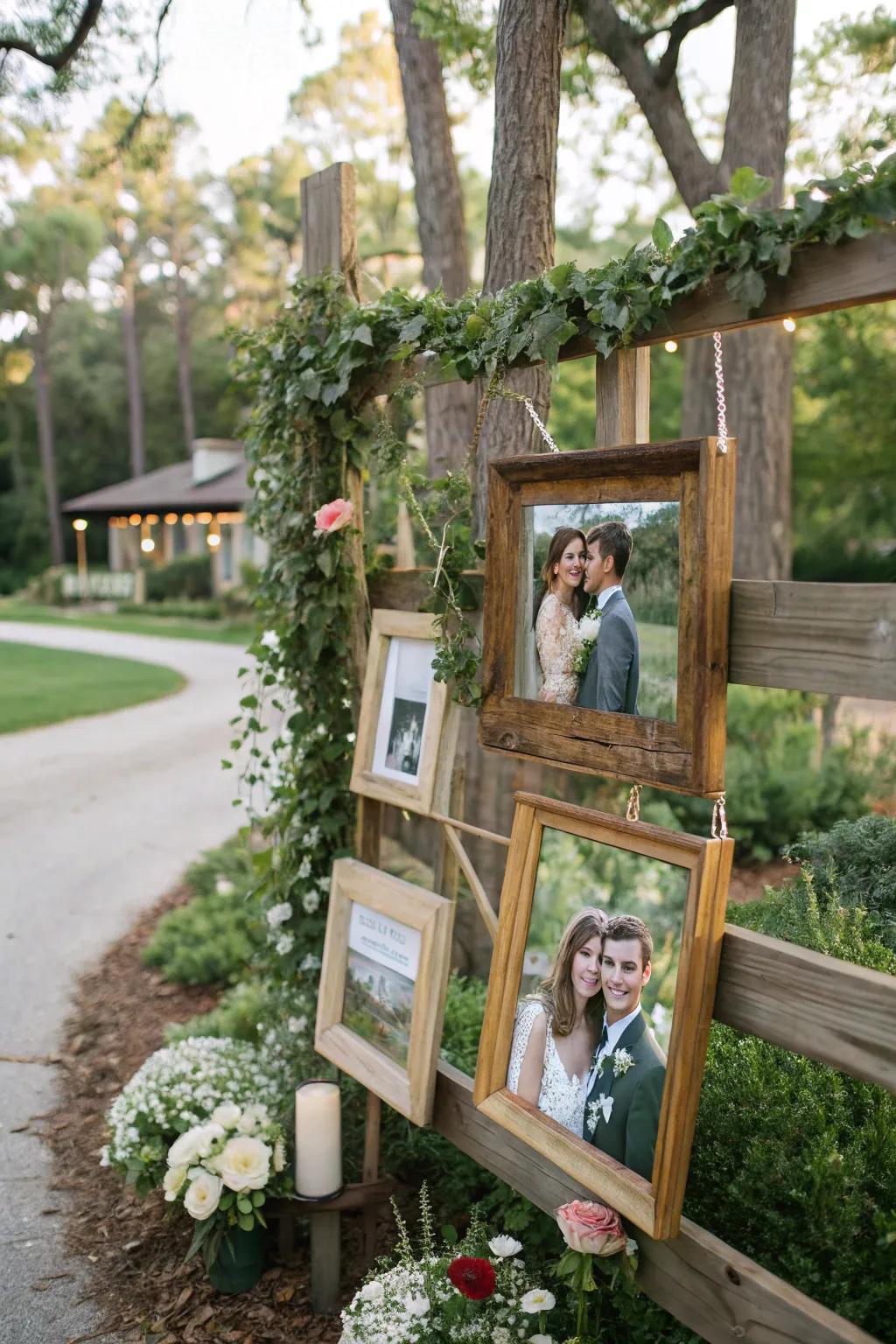 Picture displays capture the couple's journey in a personal and inventive manner.